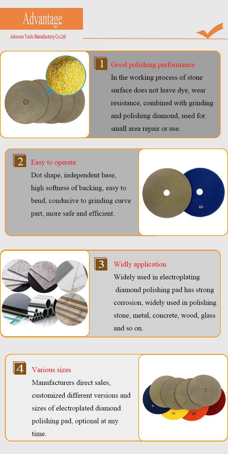 6inch Electroplated Metal Polishing Pads for Porcelain Tile