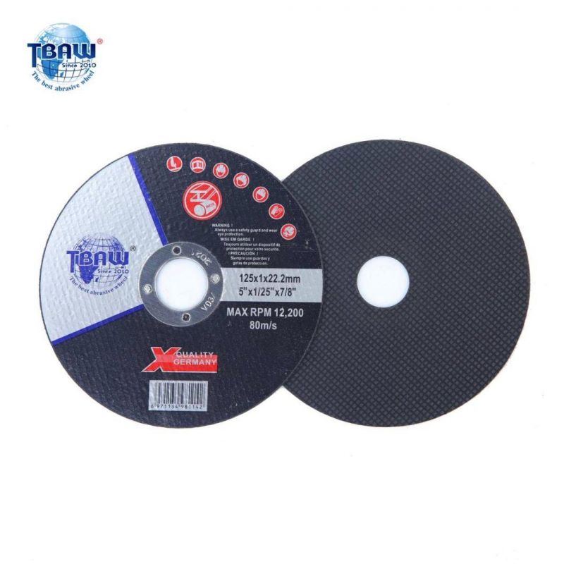 China Factory 5inch 125X1X22.2mm Resin Bond Abrasive Cutting Wheels for Metal Stainless Steel