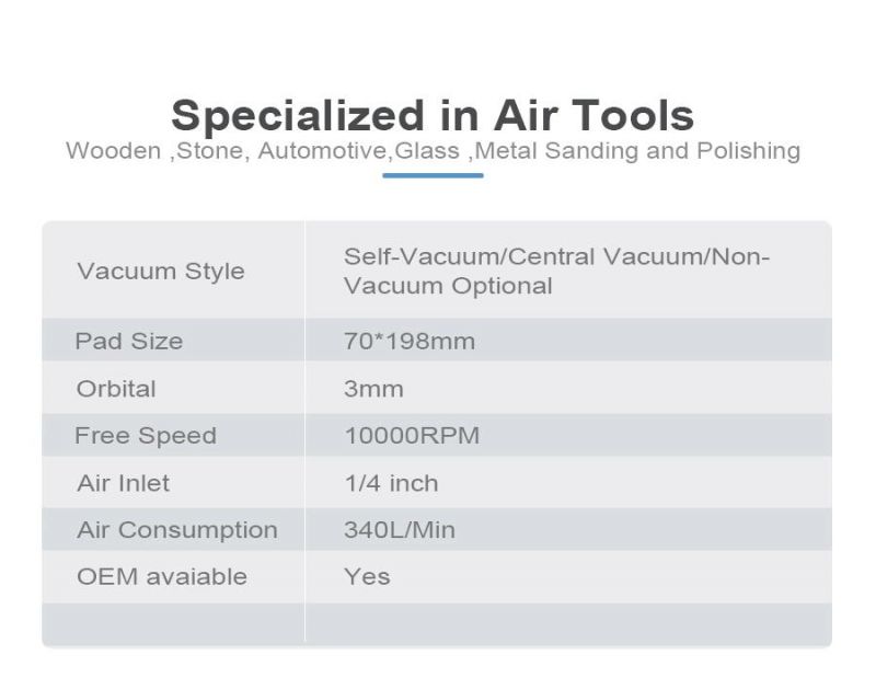 OEM Dual Action Rectangle Central-Vacuum Air Sander