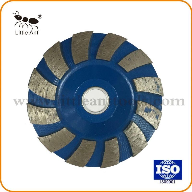 China 90mm Turbo Row Waved Spiral Diamond Grinding Disc Cup Wheel for Concrete Floor