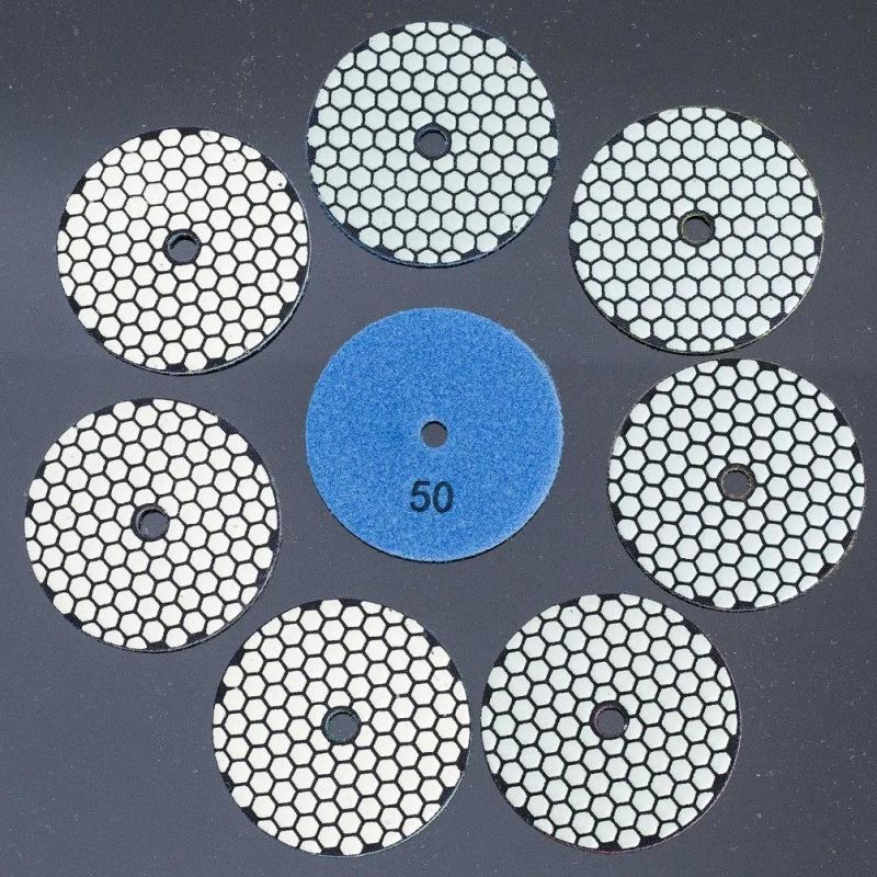 Qifeng Manufacturer Power Tools 7-Step 5 Inch Diamond Dry Grinding&Polishing Pads for Granite&Marble Top