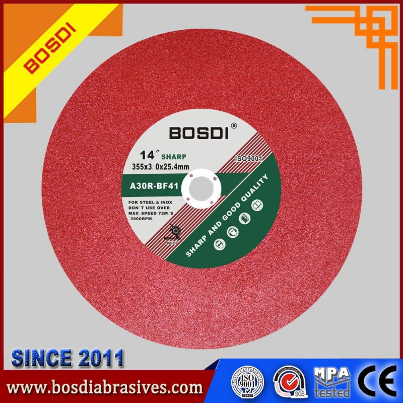 355X3.5X25.4 Chopsaw Flat Cutting Wheel for Stainless Steel, Metal, Steel, Stone. High Quality Best Price, Bosdi Cutting Wheel Popular in Europe.