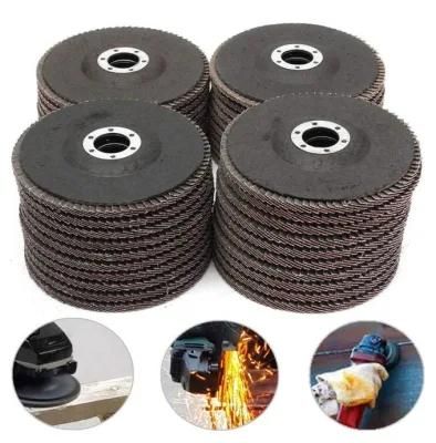 Electric Power Tools Accessories 4-1/2 Inch Abrasive Flap Discs 60 Grit for Metal Deburring, Finishing