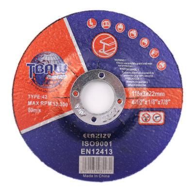 4.5 Inch 115X3 X22 Abrasive Cutting Disc Flat Cutting for Metal Factory Cut off Wheel 4.5&quot; 115X3 mm Abrasives Cutting Disc for Metal and Stainle