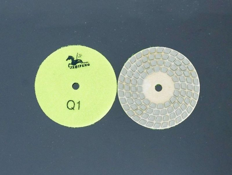 Qifeng Power Tool 4 Inch Diamond Four-Step Dry Polishing Pads for Marble/ Granite