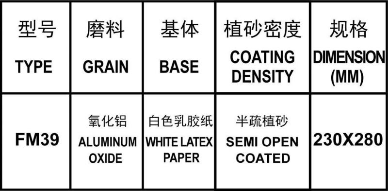 FM 39 White Latex Abrasive Paper White Alumina Aluminum Oxide Grit