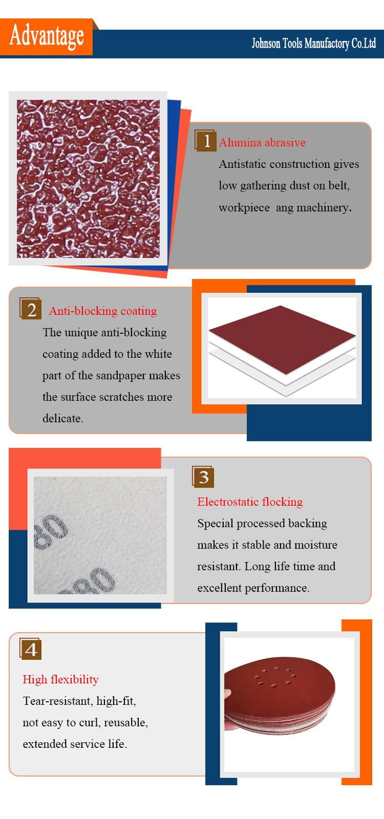 Top 225mm Red Round Sandpaper Sheets for Random Orbital Sander