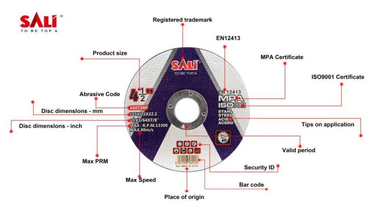 Sali 5" 125mm Abrasive Cutting Disc for Metal Steel