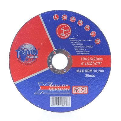 European Standard 6&prime; 150*2.5*22mm Abrasive Cutting Wheel for Stainless Steel Cutting for Angle Griinder