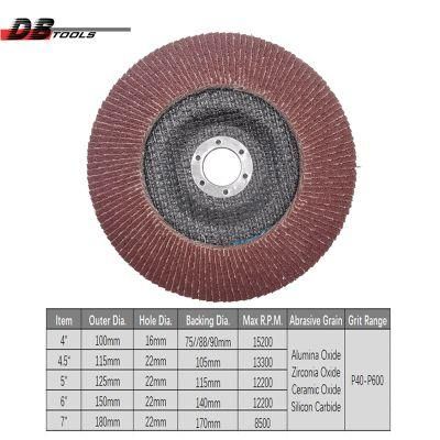 6&quot; 150mm Flap Disc Grinding Wheel 22mm Hole Alumina T27 T29 for for Paint Remove Industrial Grade