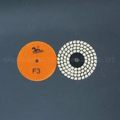 Qifeng 4-Step 4 Inch Diamond Resin Bond Dry Grinding Polishing Pads for Granite&Marble