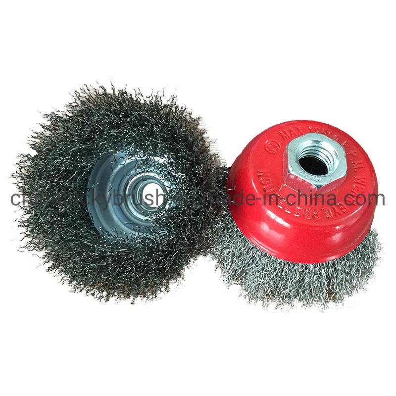 3inch Crimped Wire Cup Brush with M10X1.5 Thread (YY-593)