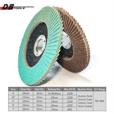 6 Inch 150mm Emery Flap Disc Sanding Wheel Polishing Pad 7/8&quot; Arbor 22mm Arbor Heated Alumina for Metal Derusting Abrasive Tools